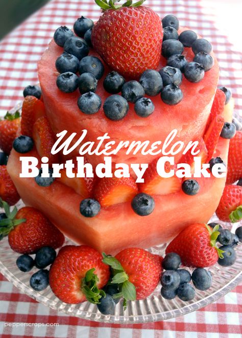 Watermelon Birthday Cake, Watermelon Cake Birthday, Cake Watermelon, Birthday Cake Alternatives, Healthy Birthday Cakes, Fruit Birthday Cake, Cake Alternatives, Healthy Birthday, Fresh Fruit Cake