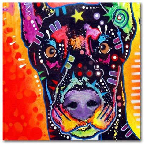 Trademark Fine Art Doberman by Dean Russo #afflink Dean Russo Art, Portraits Pop Art, Pop Art Colors, Pop Art Portraits, Dean Russo, Arte Animal, Doberman Pinscher, Aluminium Art, Doberman