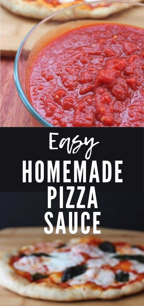 This Easy Homemade Pizza Sauce Recipe is made with canned tomatoes for the best sauce ever! Your pizza will taste WAY better than delivery! #pizzasauce #pizza #homemadepizza #tomatosauce #cannedtomatoes Homemade Pizza Sauce Canned Tomatoes, Easy Pizza Sauce With Fresh Tomatoes, Homemade Pizza Sauce From Fresh Tomatoes, Making Pizza Sauce From Fresh Tomatoes, Home Made Pizza Sauce Fresh Tomatoes, Pizza Sauce Easy, Quick Pizza Sauce, Corn Free Recipes, Make Homemade Pizza