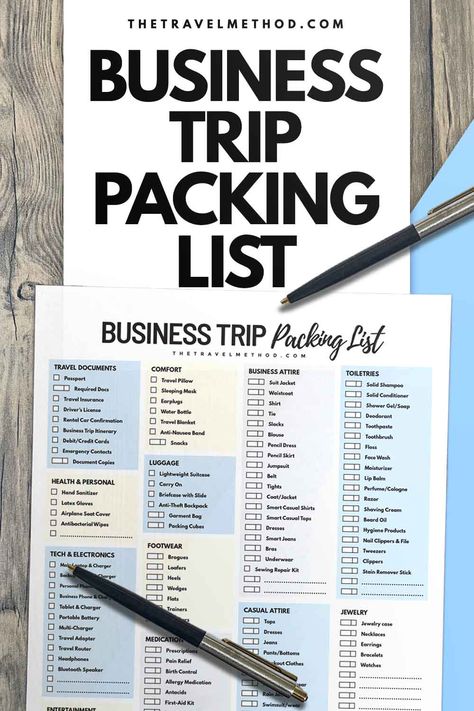 Business Trip Packing List - The Travel Method Conference Packing List, Work Trip Packing List, Business Trip Packing List, Business Trip Packing, Trip Packing List, Trip Packing, Lightweight Suitcase, Packing Lists, Packing Cubes