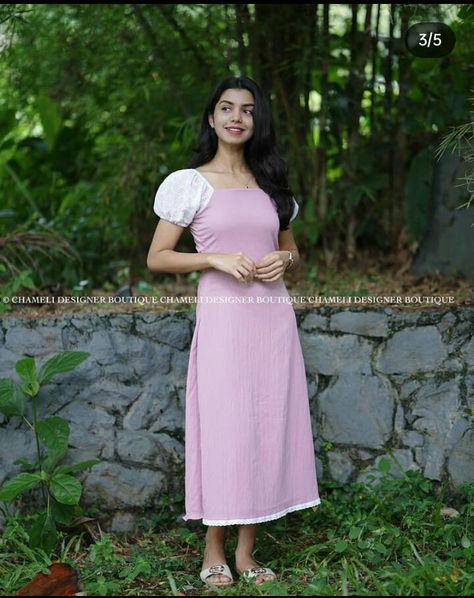 Function Frocks For Women, Pink Frocks For Women, Simple Cotton Dress Pattern Indian, Square Neck Kurti, Pleated Kurti, Churidar Design, Farewell Dress, Kurthi Design, Frock Ideas