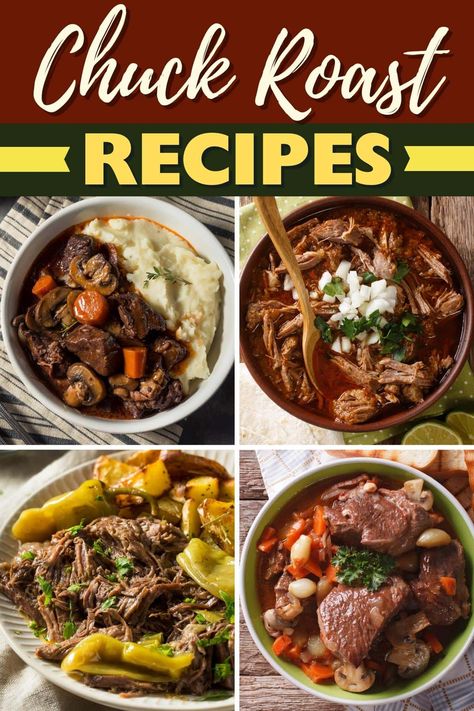 Try these chuck roast recipes for easy dinners everyone will love! Enjoy. pot roast, beef stew, Texas chili, and more tasty meals! Beef Heel Roast Recipes, Unique Beef Roast Recipes, Different Ways To Cook Chuck Roast, Dinner Recipes With Chuck Roast, Crockpot Recipes With Chuck Roast, Texas Roadhouse Pot Roast, Bottom Chuck Roast Recipes, Leftover Beef Chuck Roast Recipes, Cubed Chuck Roast Recipes