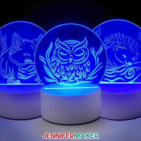 How To Engrave With Cricut Maker Cricut Maker 3 Engraving Metal, Acrylic Engraving Ideas Cricut, Acrylic Night Light, Engrave With Cricut Maker, Cricut Acrylic, Cricut Maker Projects, Cricut Tricks, Cricut Engraving, Jennifer Maker