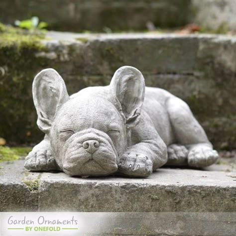 Stone Garden Statues, French Bulldog For Sale, Bulldog Statue, Concrete Statues, Francia Bulldog, French Bulldog Dog, Frenchie Puppy, Stone Garden, Garden Pottery