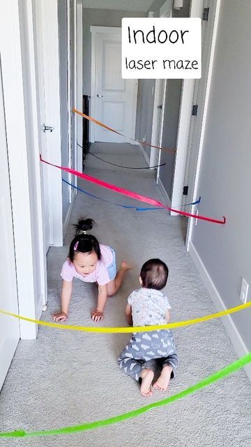 Crawling Activities For Preschool, Masking Tape Activities For Toddlers, Masking Tape Activities For Kids, Tape Activities For Toddlers, Crawling Activities, Toddler Activities Under 2, Opposites Preschool, Laser Maze, March Lesson Plans