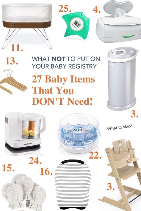 27 Baby Items You Don't Need: What NOT to Put on Baby Registry 2024 Baby Must Haves, Minimalist Baby Registry Checklist, Baby Registry Checklist Minimalist, Essential Baby Registry Items, Newborn Registry, Minimalist Baby Registry, Baby Essential List, Baby Items Must Have