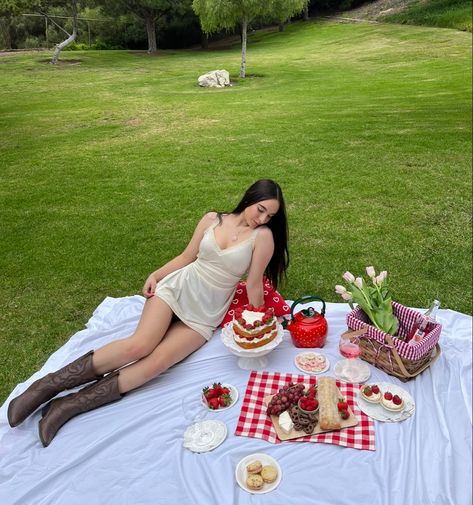 strawberry picnic Strawberry Picnic Aesthetic, Picnic Bday, Picnic Poses, Picnic Art, Strawberry Picnic, Birthday Pics, Photoshoot Idea, Birthday Board, 25th Birthday