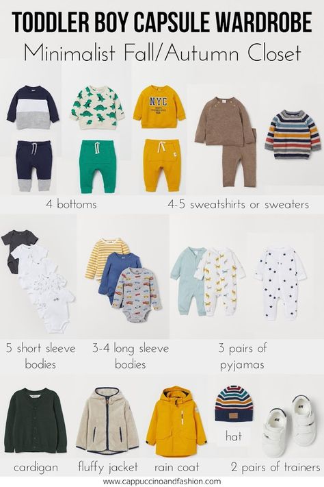 Toddler Boy Capsule Wardrobe with a free checklist. Minimalist baby and toddler wardrobe to make your mom life easier #capsulewardrobe #toddler #babytips #motherhood Baby Boy Capsule Wardrobe, Toddler Boy Capsule Wardrobe, Toddler Capsule Wardrobe, Minimalist Baby Clothes, Fall Winter Capsule Wardrobe, Capsule Wardrobe Checklist, Baby Mode, Free Checklist, Minimalist Baby