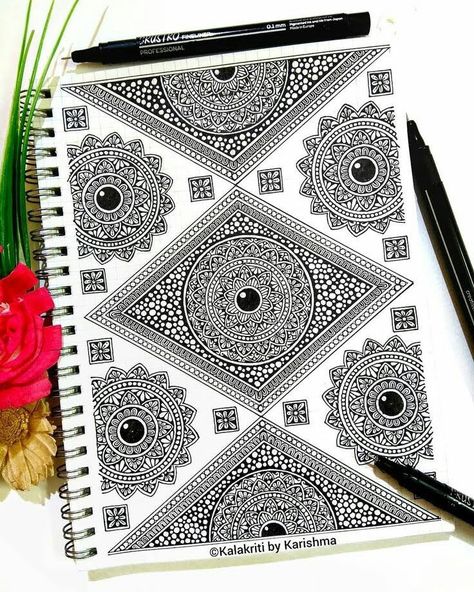 Karishma Srivastava, Kalakriti Karishma, Zantangle Art, Pen Art Work, Easy Mandala Drawing, Mandala Doodle, Boho Art Drawings, Art Sketches Doodles, Mandala Art Therapy