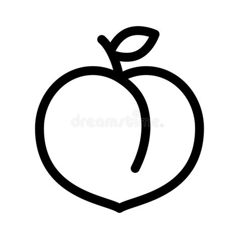 Peach outline icon, line vector sign, linear pictogram isolated on white. Fruit Illustration vector illustration Peach Stick And Poke, Peach Tattoo Small Outline, Peach Emoji Tattoo, Peach Outline Tattoo, Simple Peach Tattoo, Disney Makeup Looks, Peach Outline, Peach Doodle, Peach Line Art