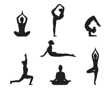 Yoga Poses Images, Female Yoga Poses, Yoga Pose Silhouette, Yoga Basement, Yoga Pose Drawing, Meditation Silhouette, Yoga Pose Illustration, Silhouette Yoga, Sitting Yoga Poses