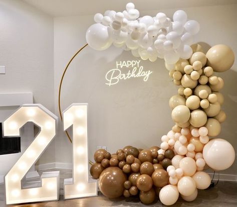 4ft Large Marquee Letter Light Emitting Diode Logo Number Outdoor Waterproof Wedding Decoration 21st Decorations Ideas, Birthday Decor Inspiration, Decorating 18th Birthday Party, Brown And Beige Balloons, Birthday Decorations 21st Decor, 21st Decor Ideas, Beige 21st Birthday, 21st Birthday Ideas Neutral, Neutral 21st Birthday Decorations