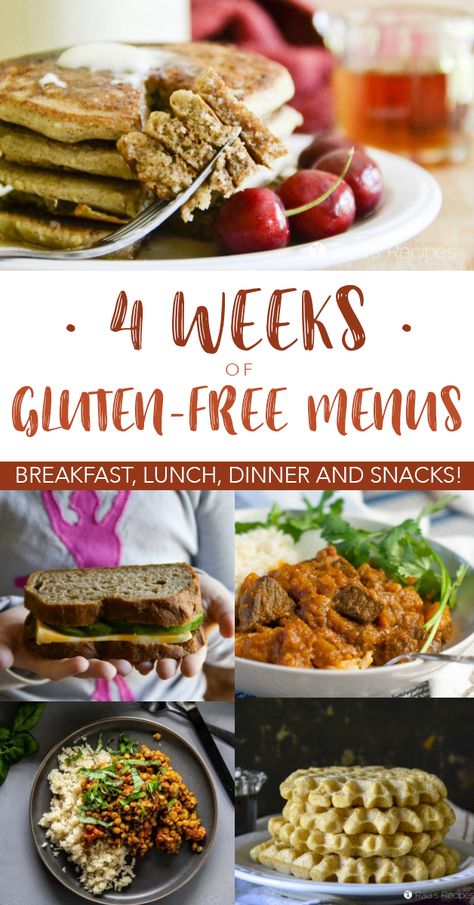 Four Weeks of Gluten Free Menus :: Healthy, Real-Food Gluten Free Menu Planning, Menu Sans Gluten, Gluten Free Meal Plan, Gluten Free Main Dishes, Dinner Snacks, Paleo Recipe, Gluten Free Menu, Appetizer Ideas, Gluten Free Living