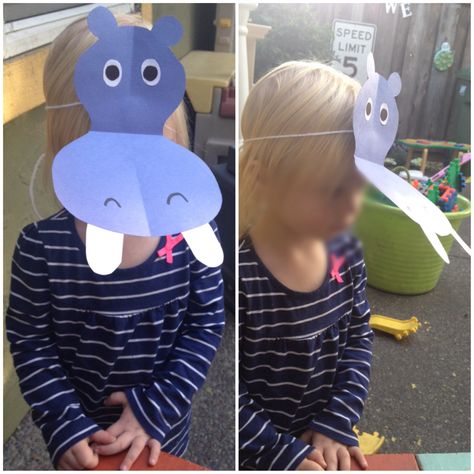 BZ preschool projects: Hippo hat! Hippo Hat Craft, Jungle Games, Animals Preschool, Storytime Ideas, Preschool Projects, Phonics Games, Christmas Shows, Daycare Crafts, Camp Ideas