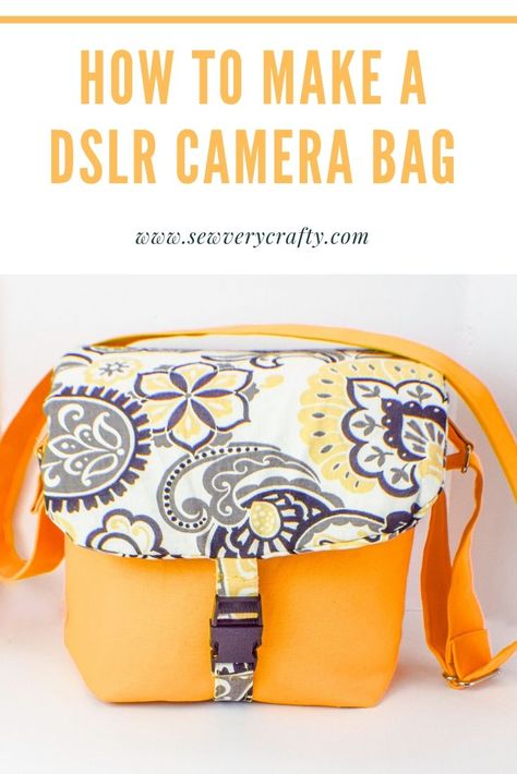 Learn to make this Padded DSLR Camera Bag by following this step-by-step tutorial.  Choose some fun fabrics to make it truly your own.  It is an intermediate sewing project that sews up easily. Camera Bag Pattern, Sewing Classes For Beginners, Dslr Photography Tips, Dslr Camera Bag, Diy Camera, Dslr Cameras, Beginner Sewing Projects Easy, Creation Couture, Hospital Bag