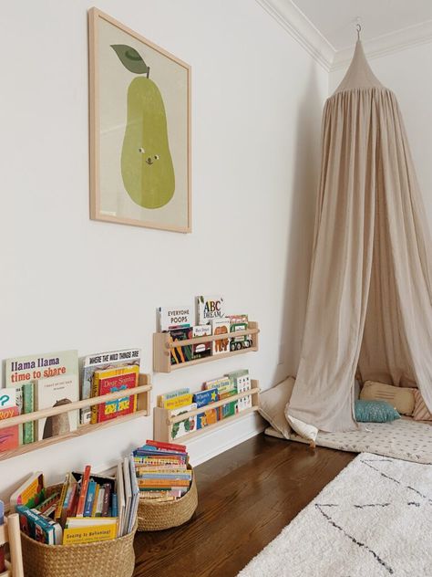 house tour : nicoles traditional turned modern home - almost makes perfect Playroom Bedroom Combo, Simple Toddler Room, Nordic Baby Room, Cozy Playroom, Camera Montessori, Eclectic Kids Room, Bean Pie, Kids Rooms Inspo, Montessori Bedroom