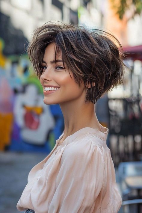 Stylish haircuts can really elevate your look! Here are some popular options that are trendy right now:
Bob: A classic that never goes out of style, the bob can be sleek or textured, with variations like the blunt bob or the shaggy bob.
Lob: The long bob, or lob, is perfect for those who want length without the commitment of long hair. It works well with waves or straight styles. Womens Short Wavy Haircut, Long Pixie Haircut Back View, Haircut 30's For Women, Effortless Hairstyles For Short Hair, Long Pixie Cut Thick Hair, Pixie Cuts For Wavy Hair, Short Hair Pixie Bob, Short Edgy Haircuts, Layered Pixie Bob