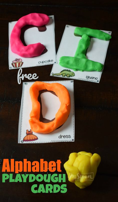 FREE Alphabet Playdough Card s- super cute free printable alphabet activity to practice uppercase alphabet letters with toddler, preschool and kindergarten #alphabet #playdough #preschool Playdough Letter Mats, Letter Practice Preschool, Playdough Printables, Play Doh Letters, Playdough Letters, Letter S Activities, Kindergarten Alphabet, Alphabet Crafts Preschool, Free Printable Alphabet