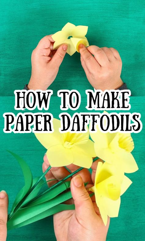 How to Make Paper Daffodils - In The Playroom Paper Daffodils, Daffodil Craft, Spring Flower Crafts, Daffodil Day, Flower Crafts Kids, Kid Friendly Crafts, We Shed, Daffodil Flower, Spring Is In The Air