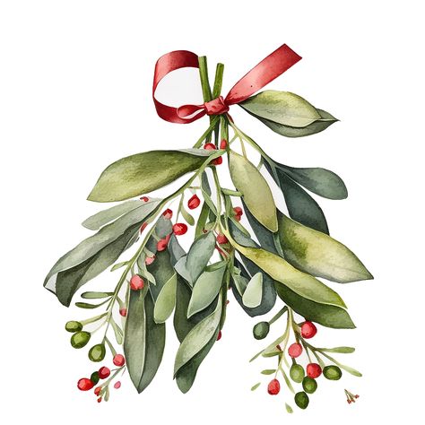 Introducing the perfect addition to your holiday-themed crafting projects - our Mistletoe Clipart! This digital clipart set is designed to make your Christmas projects come to life. The pack includes various mistletoe designs, all created using stunning watercolor painting techniques. Our Mistletoe Clipart is perfect for digital crafting, scrapbook images, wall art, and printable art. The high-resolution digital downloads ensure that your final project will be of the best quality possible. The p Mistletoe Christmas Card, Mistletoe Painting, Mistletoe Clipart, Watercolor Studies, Mistletoe Watercolor, Watercolor Mistletoe, Christmas Card Designs, Christmas Mistletoe, Personalized Holiday Cards