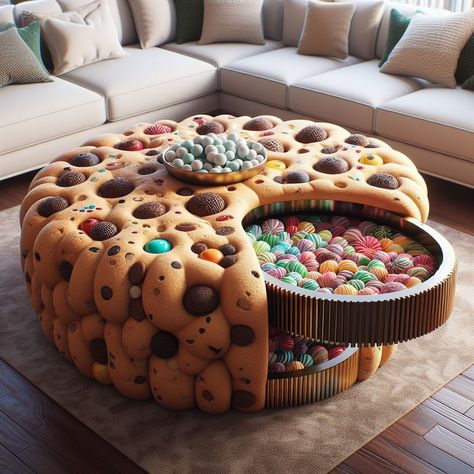 Upgrade Your Living Space with a Unique Touch: Cookies Shaped Coffee Table Strange Furniture, Food Furniture, Shaped Coffee Table, Food House, Coffee Table Stand, Whimsical Furniture, Teenage Room, Trending Art, Friends Gathering