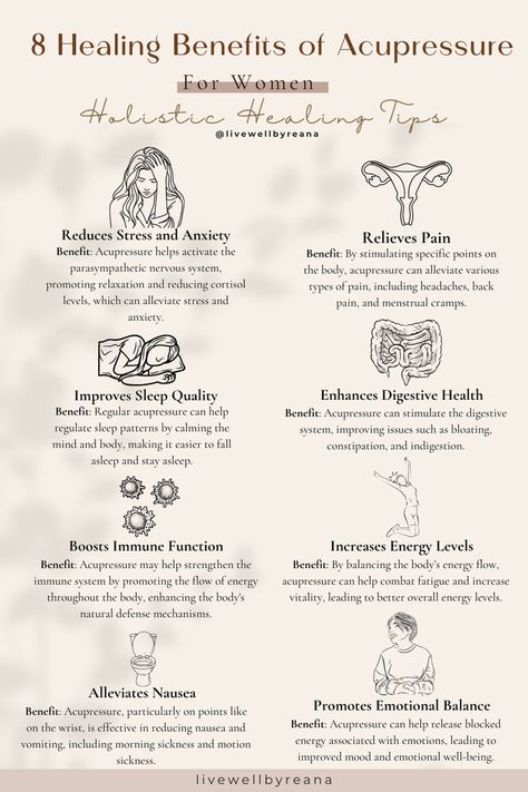 Acupressure offers a variety of healing benefits for both physical and mental health. Here are eight key healing benefits of using acupressure. These benefits make acupressure a valuable tool for promoting holistic health and well-being.holistic healing * red light therapy benefits * red light therapy * holistic health and wellness tips * holistic healing inflammation #holistichealing #holistichealth #holisticwellness Holistic Healing For Beginners, Healing Inflammation, Women Infographic, Light Therapy Benefits, Red Light Therapy Benefits, Therapy Benefits, Healing Tips, Holistic Health Remedies, Parasympathetic Nervous System