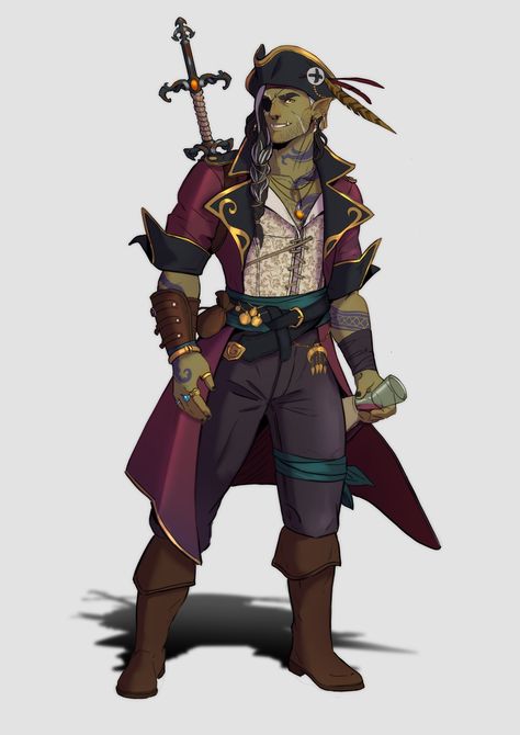 (1) Berru 🌊 Now on Patreon! (@itsBerru) / X Male Rogue Character Art, Dnd Pirate Art, Half-orc Male, Dnd Orc, Pirate Character, Critical Role Cosplay, Rogue Character, Half Orc, Pathfinder Character