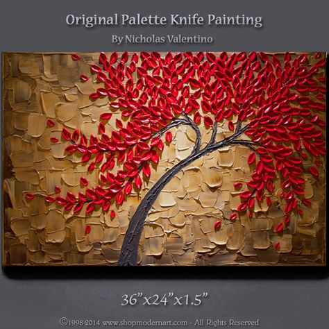 Knife Painting Acrylic Canvases, Art Installation Ideas, Knife Painting Acrylic, Tree Painting Canvas, Abstract Tree Painting, Abstract Art Paintings Acrylics, Acrylic Art Projects, Texture Painting On Canvas, African Art Paintings