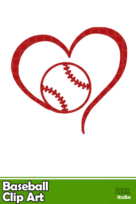 Show off your love for baseball! This clip art features a curvy heart surrounding a baseball.  #cutfile #svg #baseball #clipart #heart Kids Playing Baseball, Baseball Valentine, Baseball Tattoos, Baseball Theme Birthday, Baseball Clipart, Heart Baseball, Get Off My Lawn, Baseball Stitch, Digital Organization