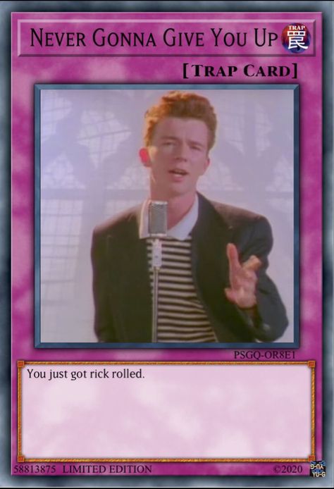 Bnha X Reader, Rick Roll, Yugioh Trap Cards, Trap Card, Mood Card, Rick Rolled, Uno Cards, Funny Yugioh Cards, Rick Astley