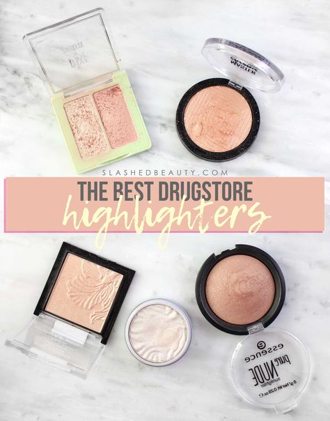 The Best Drugstore Highlighters | Drugstore Highlighter Swatches | Slashed Beauty #drugstoremakeup #glowyhighlight #drugstorehighlight #glowymakeup #makeupswatches Drugstore Highlighter, Highlighter Swatches, Budget Makeup, Makeup Life Hacks, Best Highlighter, Budget Beauty, Maybelline Makeup, Hairstyle Trends, Glamorous Makeup