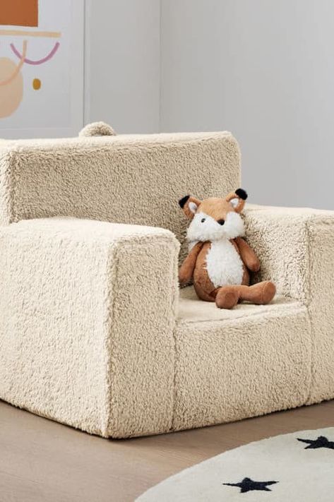 Here are 11 perfectly sized toddler lounge chairs, ranging in price from budget-friendly to splurgy. (But oh, do we love that luxury option!) #toddlerloungechairs #loungechairs #kidsspace #readingcorner #readingnook #kidsspaces #kidsroominspo #kidsroom Toddler Chair Comfy, Kids Chairs Comfy, Reading Nook Toddler, Toddler Reading Chair, Toddler Reading Nook, Kids Reading Chair, Chairs For Reading, Toddler Reading Nooks, Toddler Lounge Chair