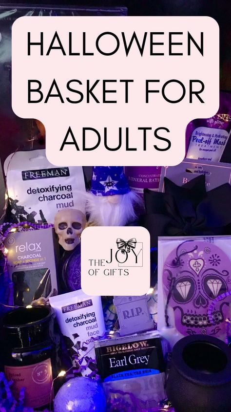 Cauldron Boo Basket, Boo Basket Adults, Halloween Gift Basket Ideas For Adults, Halloween Gift Exchange Ideas, Adult Boo Basket Ideas, Boo Basket For Husband, Halloween Gift Bags For Adults, Halloween Gift Box Ideas, Boo Baskets For Adults