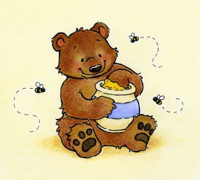 Bear Eating Honey Tattoo, Bear Eating Honey Drawing, Cartoon Bear Painting, Bear With Honey Drawing, Bear Eating Honey Illustration, Bear And Honey Tattoo, Honey Bear Painting, Honey Bear Drawing, Little Bear Drawing