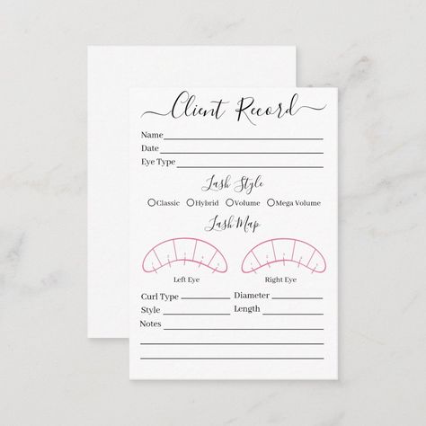 Lash Client Record Card, Lash Client Record Form, Lash Client Record Book, Client Record Form, Lash Client Record, Client Record Card, Consent Letter, Eyelashes Drawing, Models Architecture