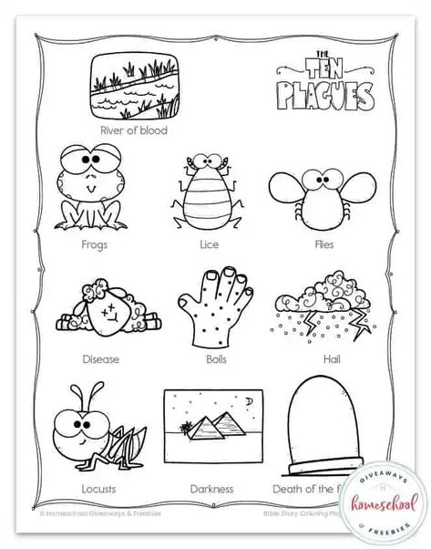 Free Bible Coloring Pages from the Old and New Testaments 10 Plagues Of Egypt Coloring Page, Moses And The 10 Plaques, 10 Plagues Coloring Page, 10 Plagues Of Egypt Printables Free, Ten Plagues Craft, 10 Plagues Of Egypt Craft, Bible Clipart, Free Bible Coloring Pages, Creation Coloring Pages