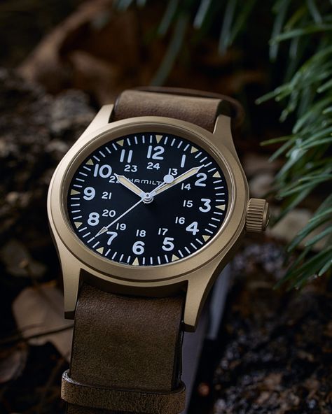 Stand out this Holiday Season. Developing unique patina over time, the Khaki Field Bronze is a watch with character. #hamiltonwatch… | Instagram Hamilton Khaki Field, Hamilton Khaki, Hamilton Watch, Field Watches, Jaeger Watch, Holiday Season, Patina, Log In, On Instagram