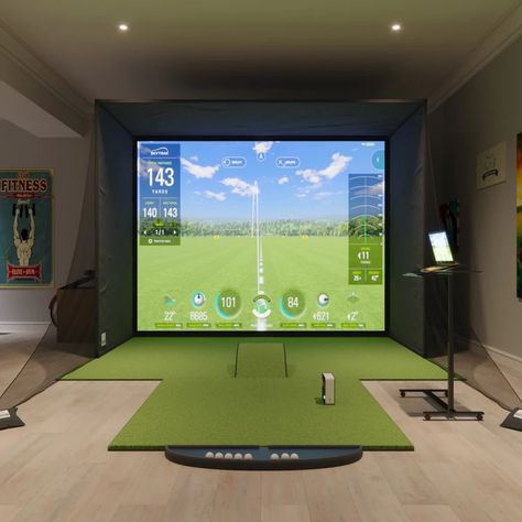 Indoor Golf Simulator, Home Golf Simulator, Impact Screen, Golf Simulator Room, Golf Room, Golf Mats, Indoor Golf, Golf Watch, Golf Net