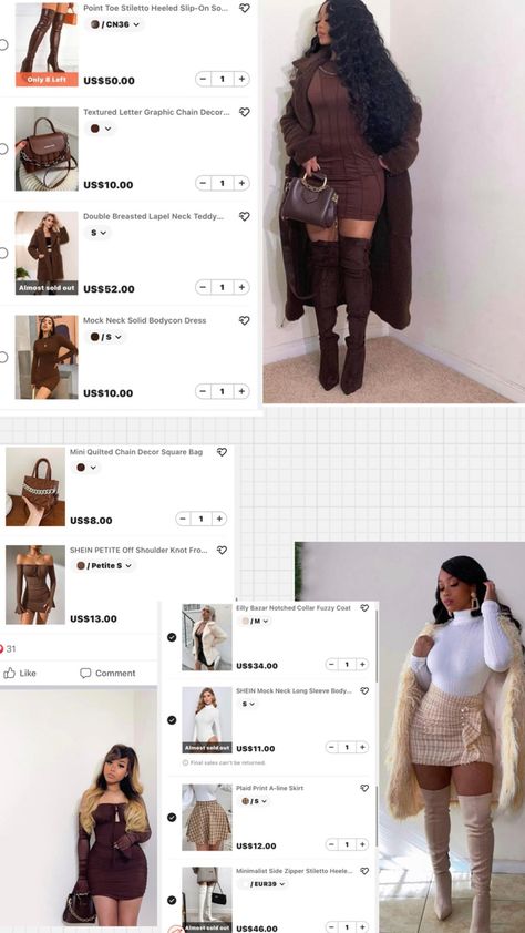 Fall Fashion Shein, Outfits Shein Fashion Styles Winter, Fall Shien Outfit, Cute Birthday Outfits Black Women Winter, Birthday Outfits December, Fall Looks For Black Women Shein, Birthday Fits Baddie Shein, Winter Shien Outfit, Cute Shien Outfit For School