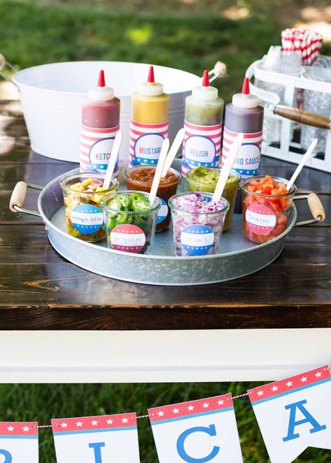 15 Free 4th of July Party Printables - unOriginal Mom Hot Dog Toppings Bar, Hot Dog Bar Toppings, Hot Dog Party, Toppings Bar, Backyard Bbq Party, Hot Dog Toppings, Hot Dog Bar, Birthday Bbq, I Heart Naptime