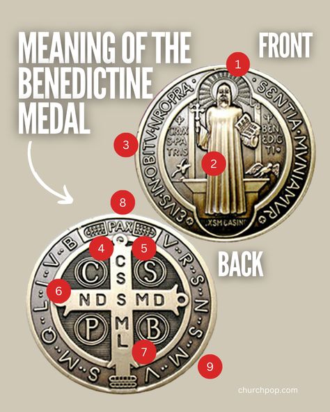 The Saint Benedict Medal: Its Meaning & Supernatural Power St Benedict Tattoo, St Benedict Prayer, Rule Of St Benedict, St Benedict Bracelet, Saint Benedict Medal, St Benedict Cross, Catholic Beliefs, Monastic Life, Apostles Creed