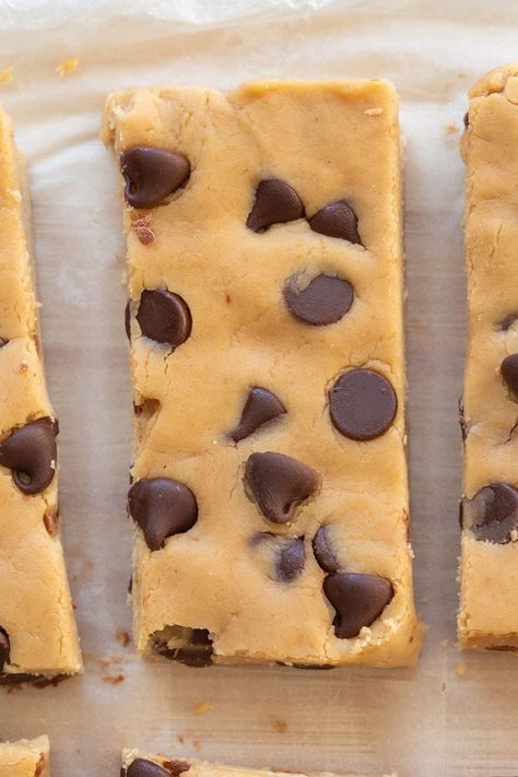 Cookie Dough Protein Bars (3 Ingredients!)- The Big Man's World ® 4 Ingredient Protein Bar, Heath Bar Protein Pudding, Copycat Quest Protein Bars, High Protein Cookie Dough Bark, Protein Cookie Dough Bark, Homemade Protein Bars Low Calorie, High Protein Bars Homemade, Homemade Protein Snacks, Yogurt Protein Bars