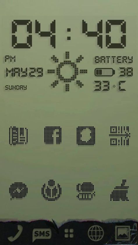 my android phone retro lcd screen theme base on http://lifehacker.com/the-retro-lcd-home-screen-494220921 #androidtheme #retrolcdtheme Arcade Phone Theme, Pixel Theme Phone, Retro Tech Design, Pixel Phone Theme, Retro Phone Theme, Retro Home Screen, Retro Homescreen, Phone Screen Ideas, Retro Phone Wallpaper