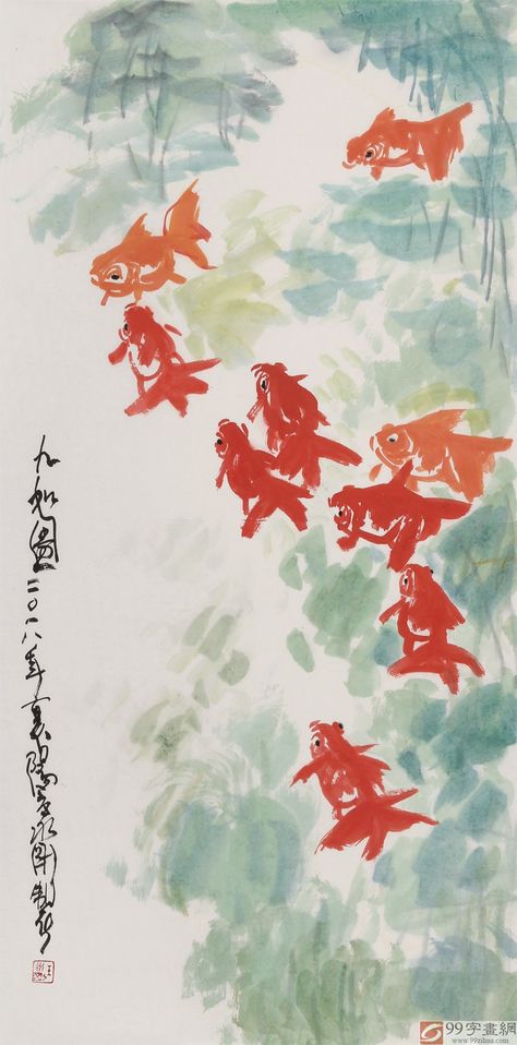 Goldfish Wallpaper Iphone, Japanese Fish Wallpaper, Goldfish Wallpaper Aesthetic, Japanese Drawing Aesthetic, Chinese Design Poster, Fish Chinese Painting, Koi Fish Poster, Koi Fish Wallpaper, Goldfish Wallpaper