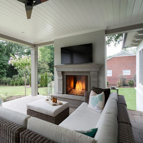 Courtyard Outdoor, California Room, Natural Gas Fireplace, Outdoor Living Space Design, Outdoor Covered Patio, Outdoor Gas Fireplace, Outdoor Fireplace Designs, Outdoor Fireplace Patio, Brick Paneling