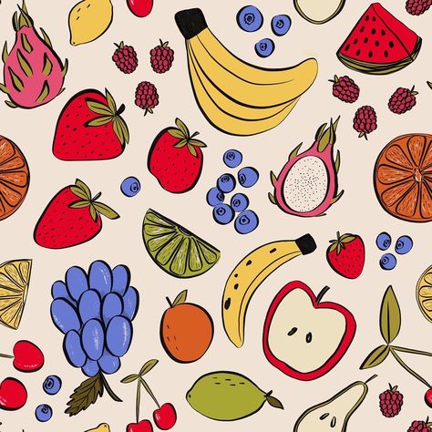 Space on the grid for my 🍌 TUTTI FRUTTI 🍌 prompt for @melanie.johnsson #thepatternchallengebymel ❤️ #surfacepatterndesign #patterndesign #licensingart Fruit Collage, Watch Wallpapers, Conversational Prints, Watch Wallpaper, Art Licensing, Fruit Pattern, Tutti Frutti, Summer Wallpaper, Laptop Wallpaper