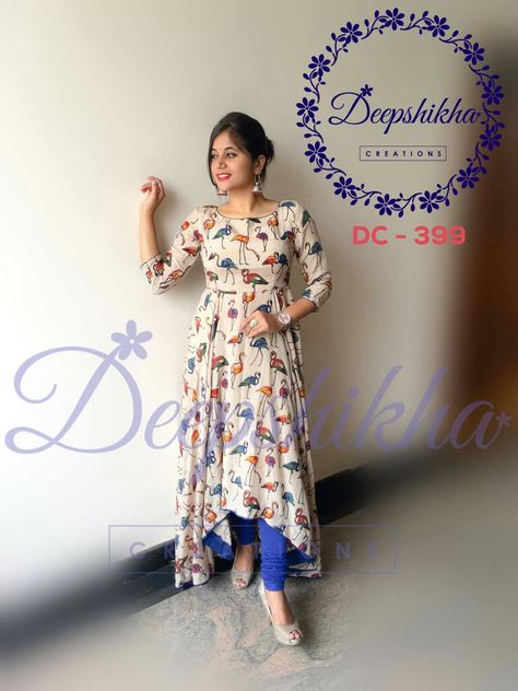 Kalamkari Dresses, Kalamkari Designs, Indian Kurti Designs, Long Gown Design, Churidar Designs, Simple Kurta Designs, Simple Kurti Designs, Long Dress Design, Flamingo Bird