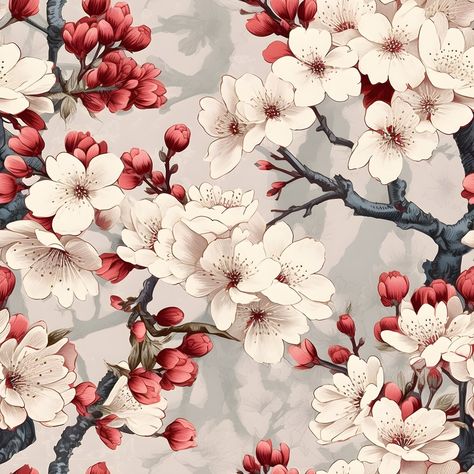 Vintage Cherry Blossom Pattern 2 Fabric - ineedfabric.com Cherry Blossom Fabric, Vintage Cherry Blossom, Scrapbook Background Paper, Scrapbook Backgrounds, Dickson Tennessee, Cherry Blossom Pattern, Wallpaper Background Design, Vintage Cherry, Scrapbook Background