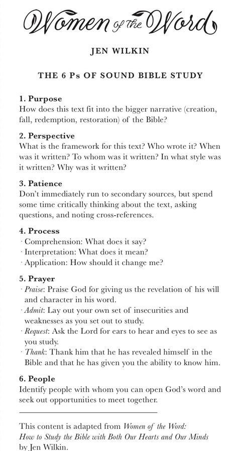 Jen Wilkin 6 Ps of sound Bible Study None Like Him Jen Wilkin, Sermon Writing Tips, Exegetical Bible Study, Bible Reading Questions, Bible Study On Healing, Women Of The Word Jen Wilkin, Daniel Bible Study Free Printable, Bible Study On Hope, Jen Wilkin Bible Study Method