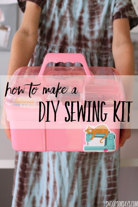 Homemade Sewing Kit, Sewing Kit Organizer, Sewing Kit Gift, Diy Sewing Kit, Sewing Kits Diy, Sewing Kit Box, Kids Sewing Kit, Basic Sewing Kit, Teaching Sewing